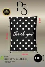 Puantiye Desenli 140 Mikron Hazır Baskılı Kargo Poşeti 25 x 30 + 5