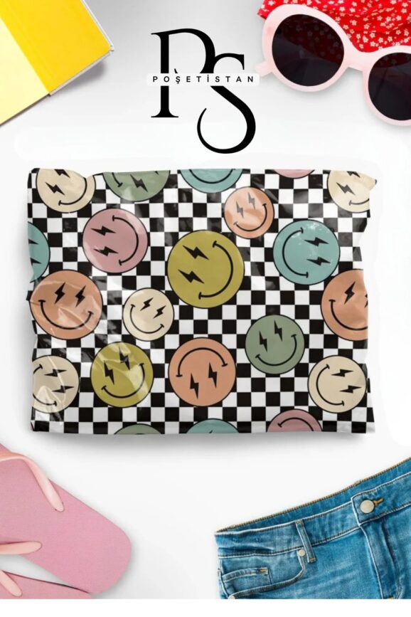 Gülen Yüz Desenli 140 Mikron Hazır Baskılı Kargo Poşeti 37 x 45 + 5 - Görsel 3